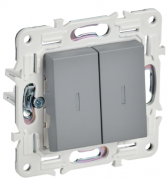 IEK Skandy Серый Выключатель 2-клавишный с подсветкой