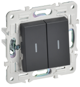 IEK Skandy Титан Выключатель 2-клавишный с подсветкой