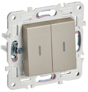 IEK Skandy Шампань Переключатель 2-клавишный с подсветкой