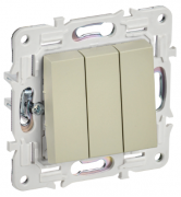 IEK Skandy Бежевый Выключатель 3-клавишный