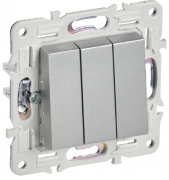 IEK Skandy Серебряный Выключатель 3-клавишный