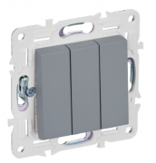 IEK Skandy Серый Выключатель 3-клавишный