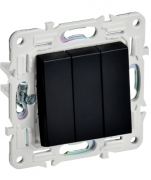 IEK Skandy Черный Выключатель 3-клавишный