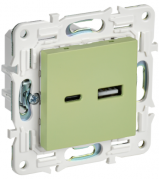 IEK Skandy Мятный Розетка USB А+C 3,1А (USB type-C 5V, USB type-A 5V)