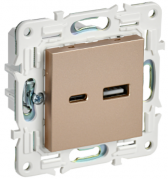 IEK Skandy Песочный Розетка USB А+C 3,1А (USB type-C 5V, USB type-A 5V)