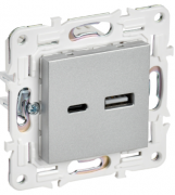 IEK Skandy Серебряный Розетка USB А+C 3,1А (USB type-C 5V, USB type-A 5V)