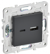 IEK Skandy Титан Розетка USB А+C 3,1А (USB type-C 5V, USB type-A 5V)