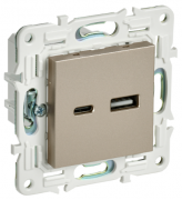 IEK Skandy Шампань Розетка USB А+C 3,1А (USB type-C 5V, USB type-A 5V)