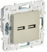 IEK Skandy Бежевый Розетка USB А+A 3,1А (USB type-A 5V)