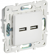 IEK Skandy Белый Розетка USB А+A 3,1А (USB type-A 5V)