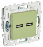 IEK Skandy Мятный Розетка USB А+A 3,1А (USB type-A 5V)