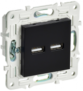 IEK Skandy Черный Розетка USB А+A 3,1А (USB type-A 5V)