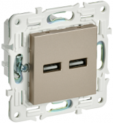 IEK Skandy Шампань Розетка USB А+A 3,1А (USB type-A 5V)