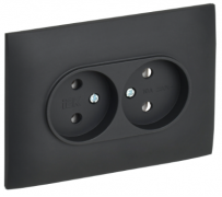 IEK Skandy Графит Розетка двойная б/з в сборе, винтовой зажим