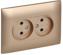 IEK Skandy Песчаный Розетка двойная б/з со шторками в сборе, винтовой зажим