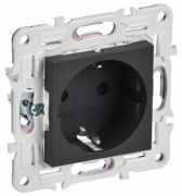 IEK Skandy Графит Розетка с/з со шторками, безвинтовые клеммы