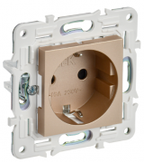 IEK Skandy Песчаный Розетка с/з со шторками, безвинтовые клеммы