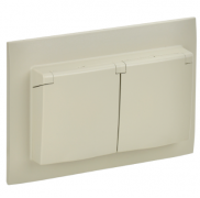 IEK Skandy Бежевый Розетка двойная с/з с крышкой со шторками в сборе IP44, винтовой зажим