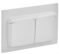 IEK Skandy Белый Розетка двойная с/з с крышкой со шторками в сборе IP44, винтовой зажим