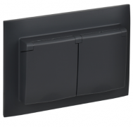 IEK Skandy Графит Розетка двойная с/з с крышкой со шторками в сборе IP44, винтовой зажим