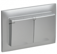 IEK Skandy Серебряный Розетка двойная с/з с крышкой со шторками в сборе IP44, винтовой зажим