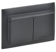 IEK Skandy Титан Розетка двойная с/з с крышкой со шторками в сборе IP44, винтовой зажим