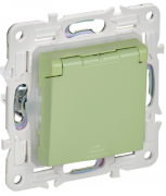 IEK Skandy Мятный Розетка с/з с крышкой со шторками IP44, винтовой зажим