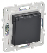 IEK Skandy Титан Розетка с/з с крышкой со шторками IP44, винтовой зажим