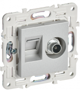 IEK Skandy Серебряный Розетка TV+RJ45 кат.6E