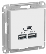 Atlas Design Лотос Розетка USB A+А, 5В/2,1 А, 2х5В/1,05 А