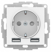 Atlas Design Лотос Розетка с/з+USB Розетка A+A, 5В/2,4А, 2х5В/1,2А