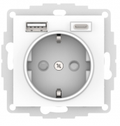 Atlas Design Лотос Розетка с/з+USB Розетка A+C, 5В/2,4А/3,0А+2х5В/1,5А