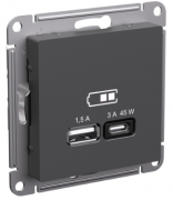 Atlas Design Базальт Розетка USB A+С 45 Вт, с быстрой зарядкой