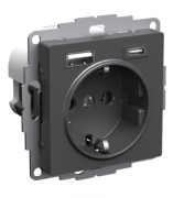 Atlas Design Базальт Розетка с/з+USB Розетка A+C, 5В/2,4А/3,0А+2х5В/1,5А