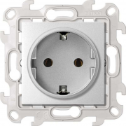 Simon 24 Harmonie Алюминий Розетка с/з со шторками