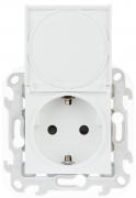 Simon 24 Harmonie Белый Розетка с/з со шторками с крышкой IP44