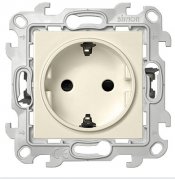 Simon 24 Harmonie Бежевый Розетка с/з со шторками Push&Go