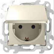 Simon 24 Harmonie Бежевый Розетка с/з со шторками с крышкой IP44