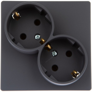Simon 24 Harmonie Графит Розетка 2-ая с/з литая без шторок