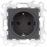 Simon 24 Harmonie Графит Розетка с/з со шторками