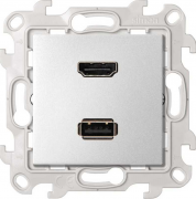 Simon 24 Harmonie Алюминий Розетка HDMI v1.4 + USB 2.0 для передачи данных