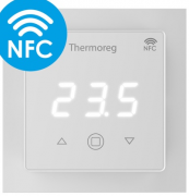 Thermo Thermoreg Белый Терморегулятор сенсорный настройка через NFC 16А, датчик t° воздуха (встроенный), датчик t° пола (внешний)