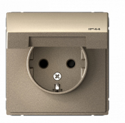 ArtGallery Aqua Шампань Розетка с/з со шторками с крышкой IP 44 винтовые клеммы