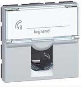 Legrand Mosaic Алюминий Розетка компьютерная RJ45 Cat.6a (UTP) 2 модуля