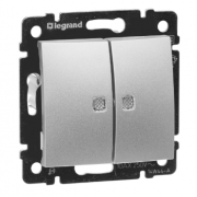 Legrand Valena Алюминий Переключатель 2-кл с подсветкой