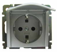 Legrand Valena Алюминий Розетка с/з с крышкой, винтовые клеммы