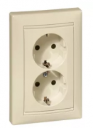 Legrand Valena Слоновая кость Розетка двойная с/з со шторками в сборе , винтовые клеммы