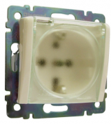 Legrand Valena Слоновая кость Розетка с/з со шторками с крышкой IP44 , винтовые клеммы