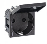 ABB NIE Zenit Антрацит Розетка 1-ая с/з с защитными шторками с крышкой 2 мод