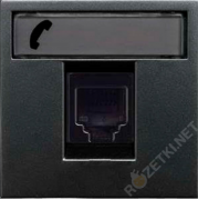 ABB NIE Zenit Антрацит Розетка ТЛФ 1-ая, RJ12, 2 мод (с накладкой)
